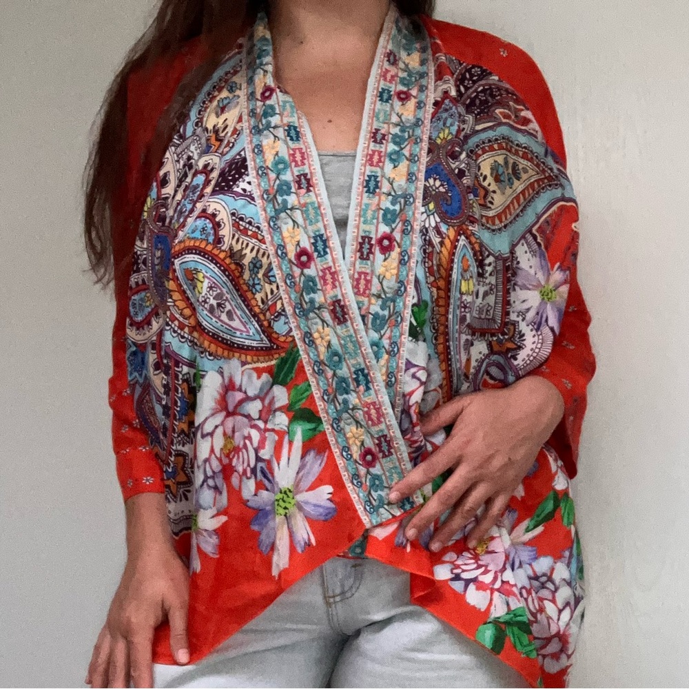 Johnny Was Floral Orange Kimono